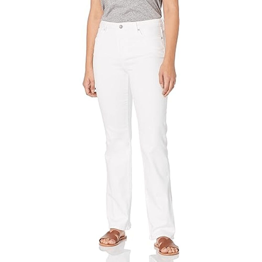 Liz Wear White 100% Cotton Pleated Front 3 Pocket Relaxed Denim Jeans Size 14